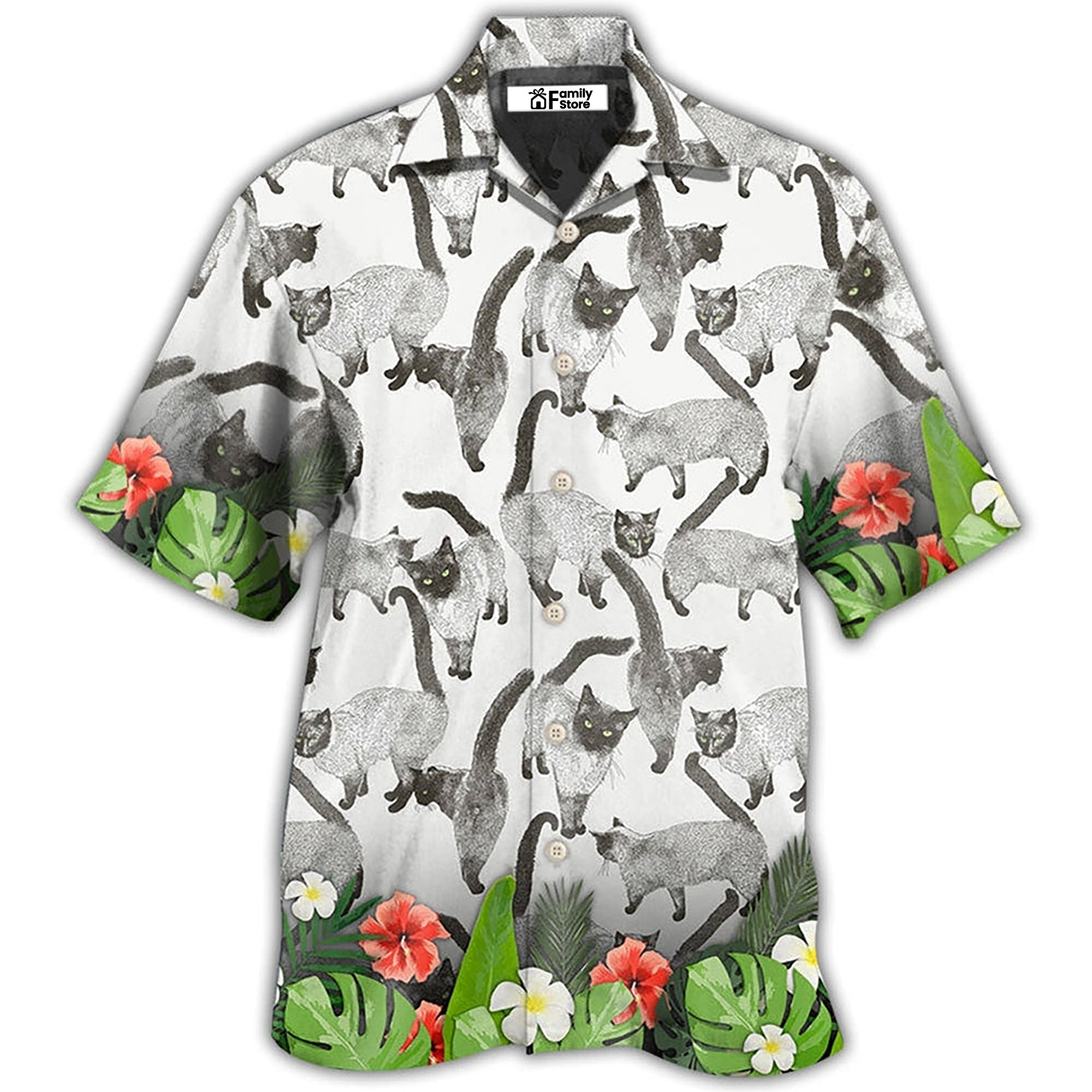 Cat Siamese Cat Lovely Tropical Style - Hawaiian Shirt