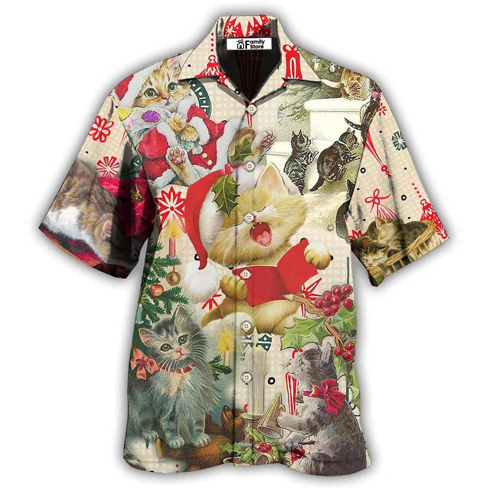 Cat Sing A Song Merry Chrismas - Hawaiian Shirt