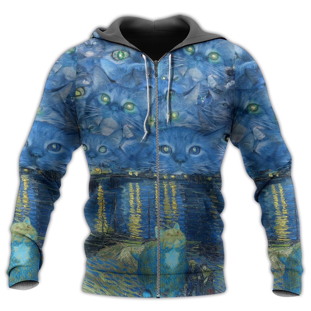 Cat Starry Night Art - Hoodie