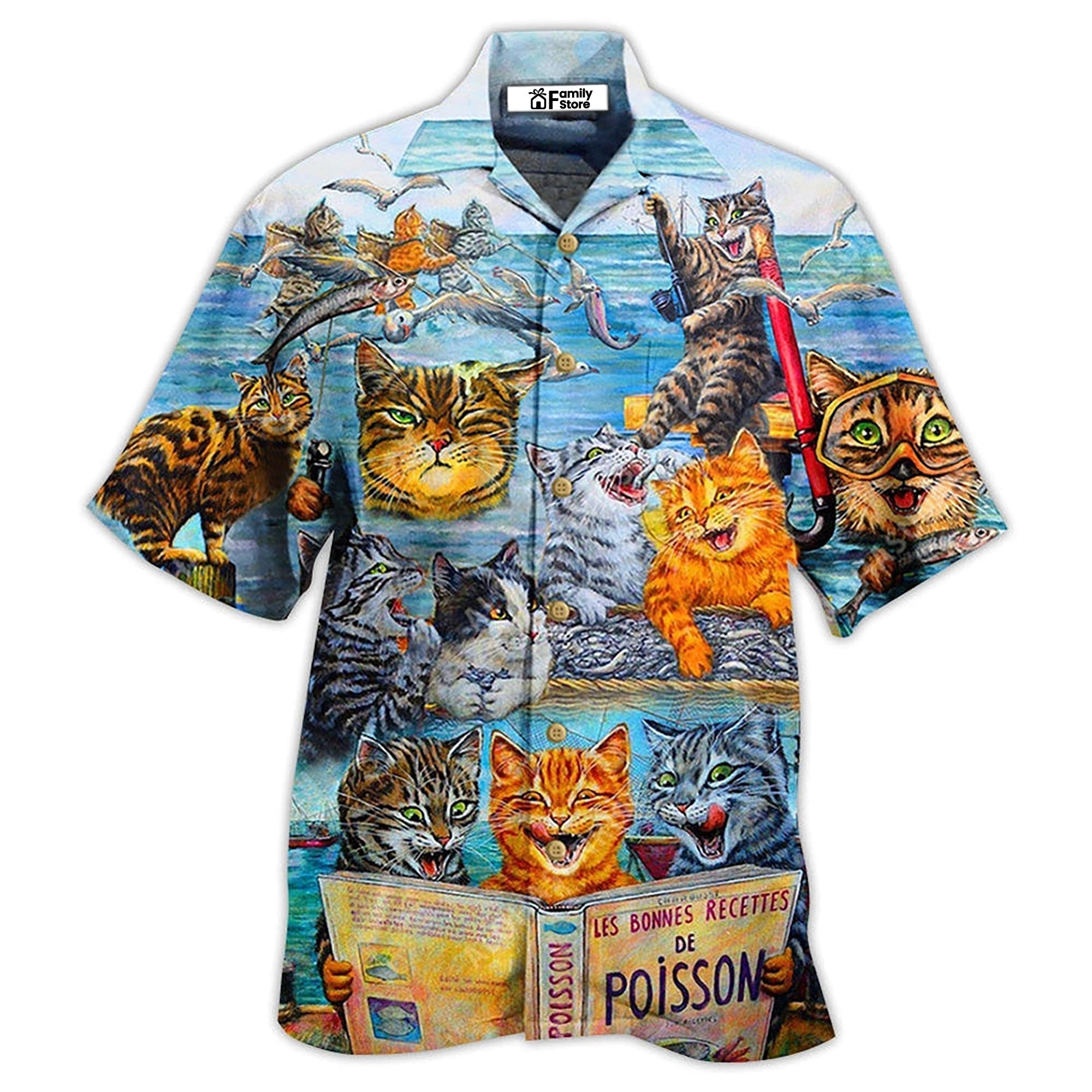 Cat Taught Man To Fish And Bring It To Them - Hawaiian Shirt