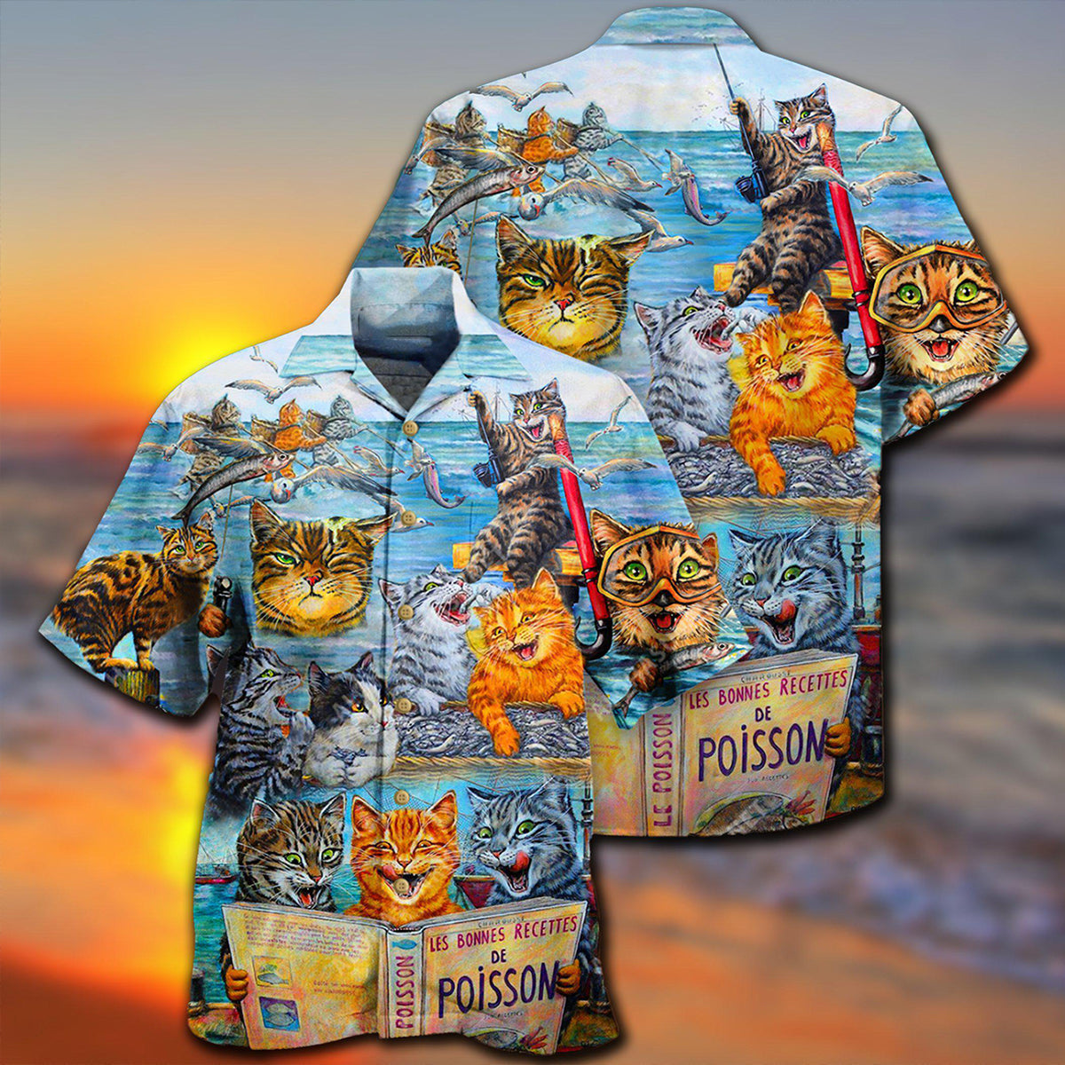 Cat Taught Man To Fish And Bring It To Them - Hawaiian Shirt