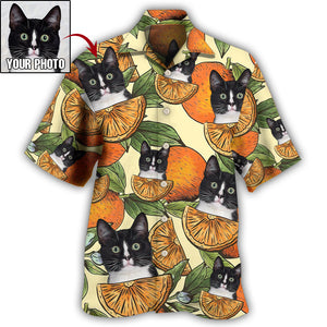 Custom Photo Cat And Orange Tropical Various Style - Personalized Hawaiian Shirt