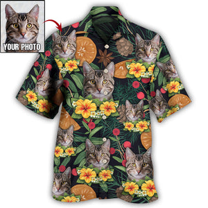 Custom Photo Cat Tropical Flower Various Style - Personalized Hawaiian Shirt