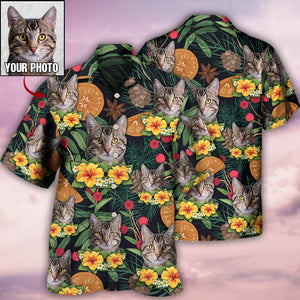 Custom Photo Cat Tropical Flower Various Style - Personalized Hawaiian Shirt