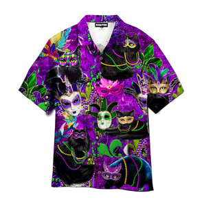 Cats Mardi Gras Carnival Purple - Hawaiian Shirt