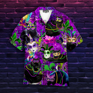 Cats Mardi Gras Carnival Purple - Hawaiian Shirt