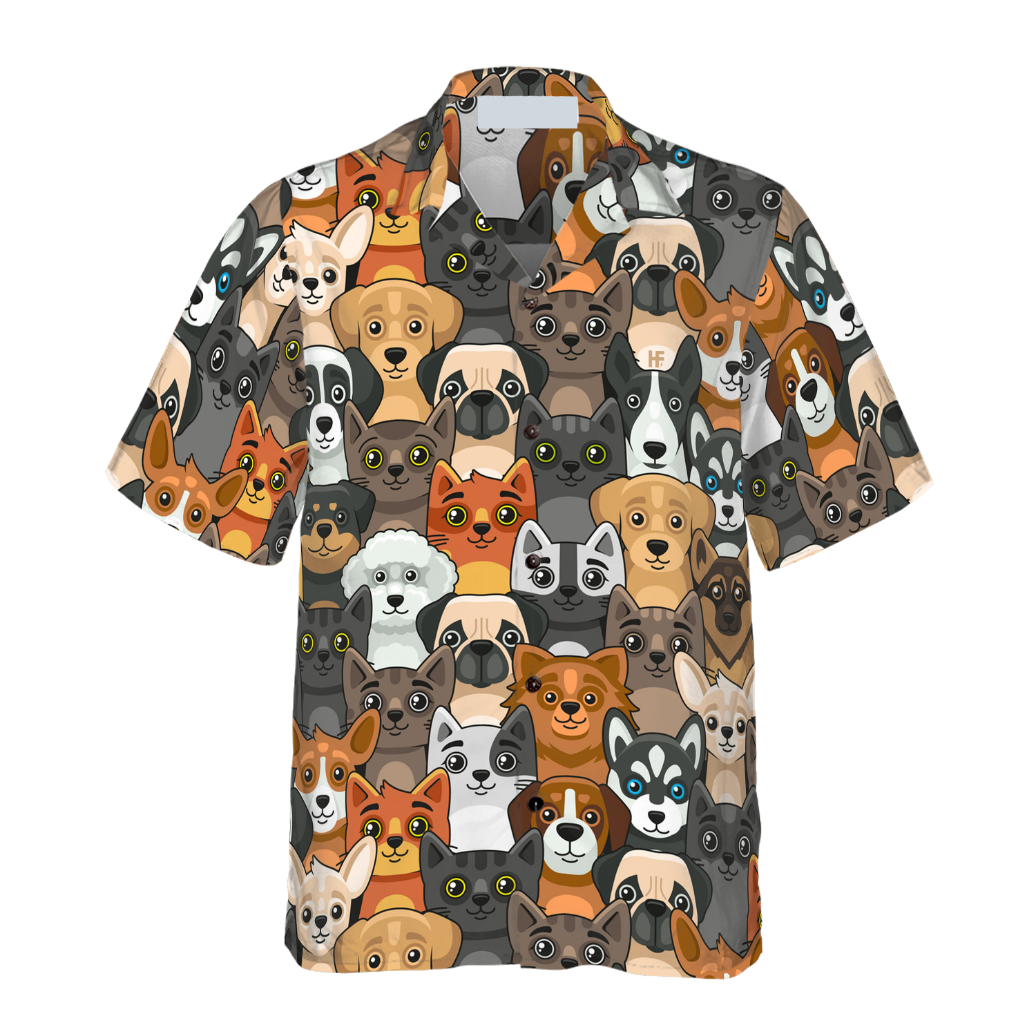 Cats And Dogs Seamless Pattern Hawaiian Shirt