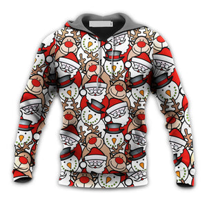 Christmas Cutie Santa And Reindeer Funny Style - Hoodie