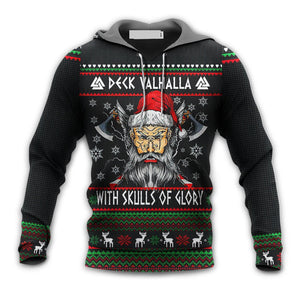 Christmas Deck Valhalla With Skull Of Glory - Hoodie