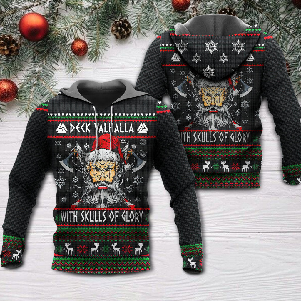 Christmas Deck Valhalla With Skull Of Glory - Hoodie