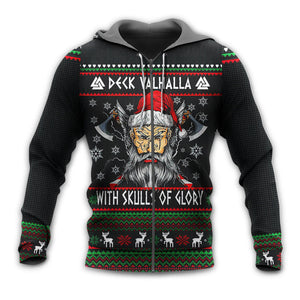 Christmas Deck Valhalla With Skull Of Glory - Hoodie