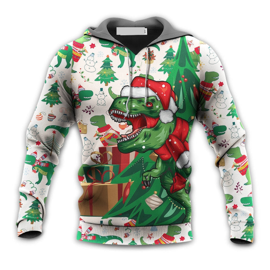 Christmas Dinosaurs Xmas Tree T-rex Merry Rexmas - Hoodie