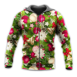 Christmas Fir-Tree And Poinsettia Flowers - Hoodie