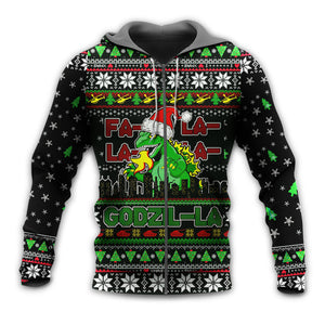 Christmas Godzila Falalalala Xmas - Hoodie