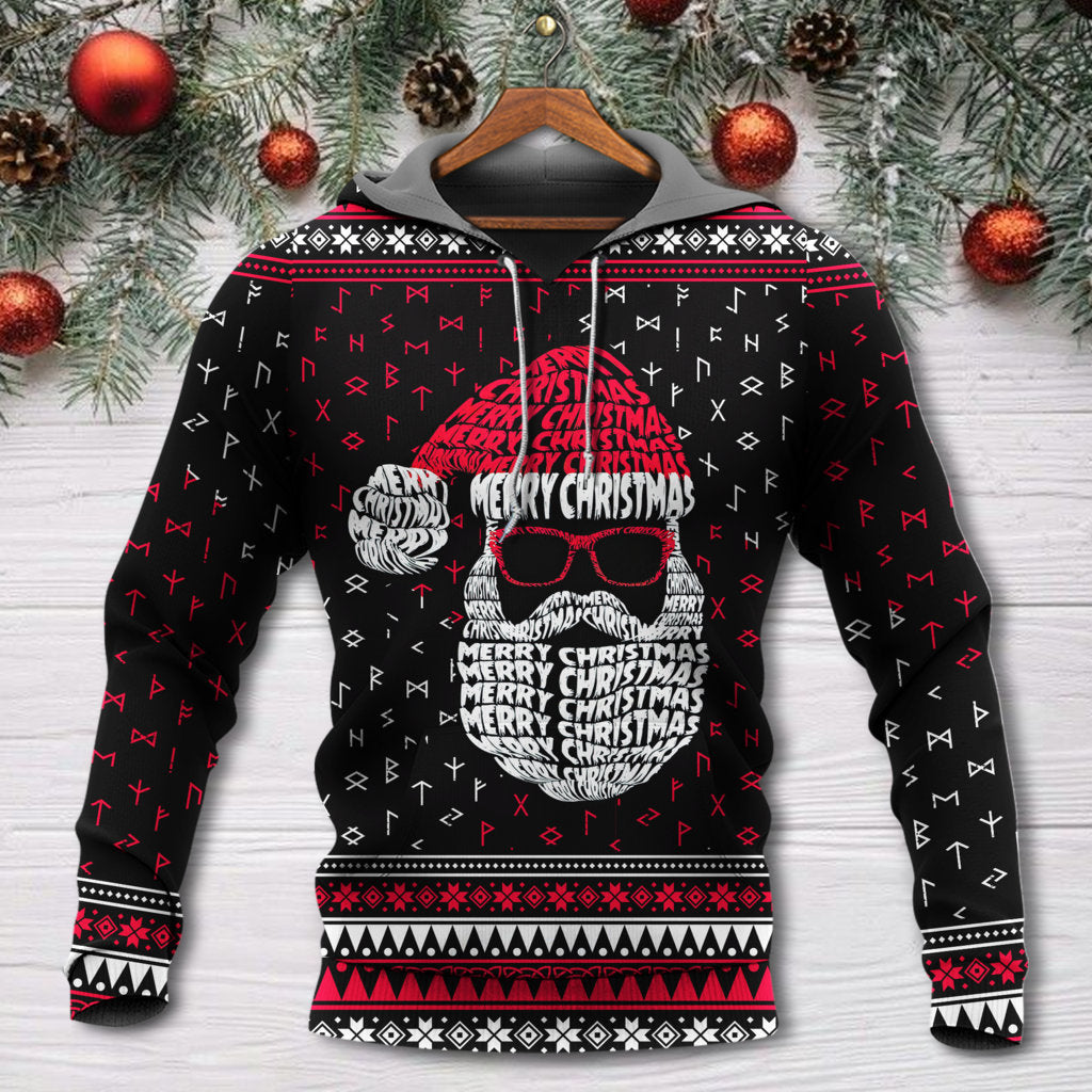 Christmas Santa Claus Retro Viking Pattern - Hoodie