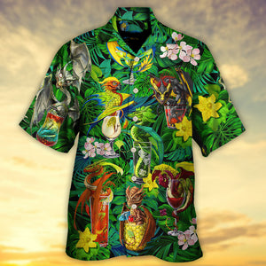 Cocktail And Dragon Tropical Hello Summer - Hawaiian Shirt