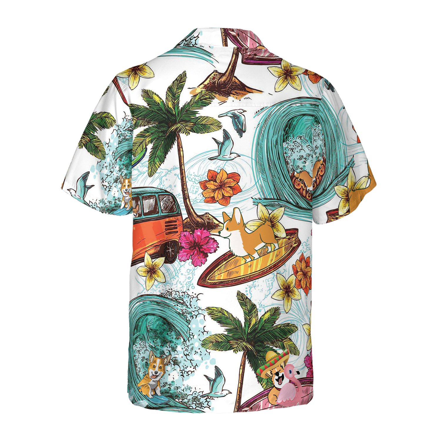 Corgi On The Beach Hawaiian Shirt For Men