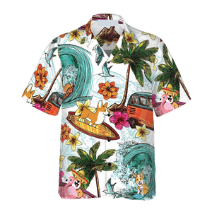 Corgi On The Beach Hawaiian Shirt For Men