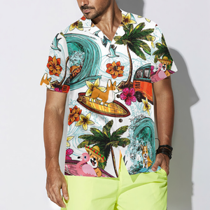 Corgi On The Beach Hawaiian Shirt For Men