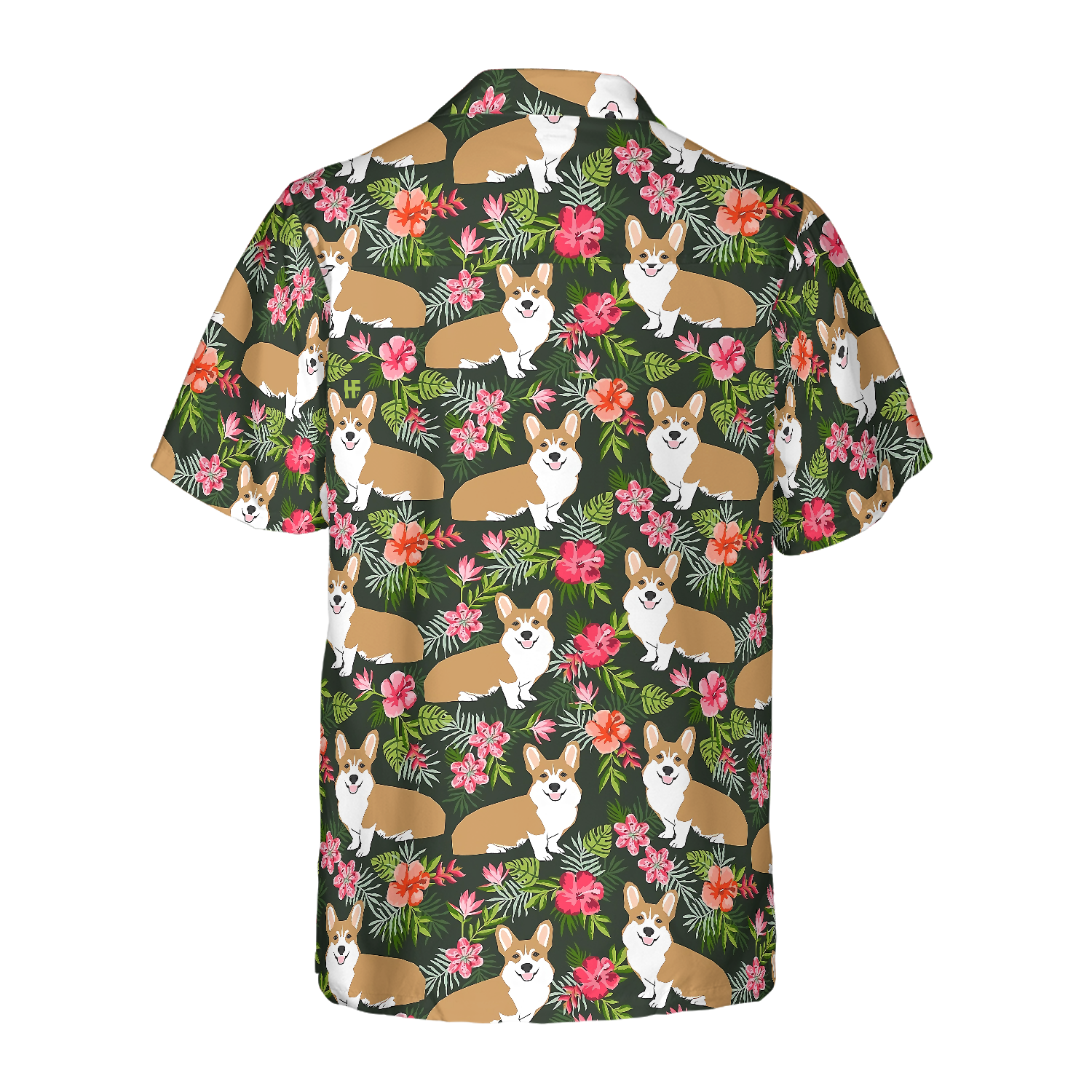 Corgi Tropical Flower Hawaiian Shirt