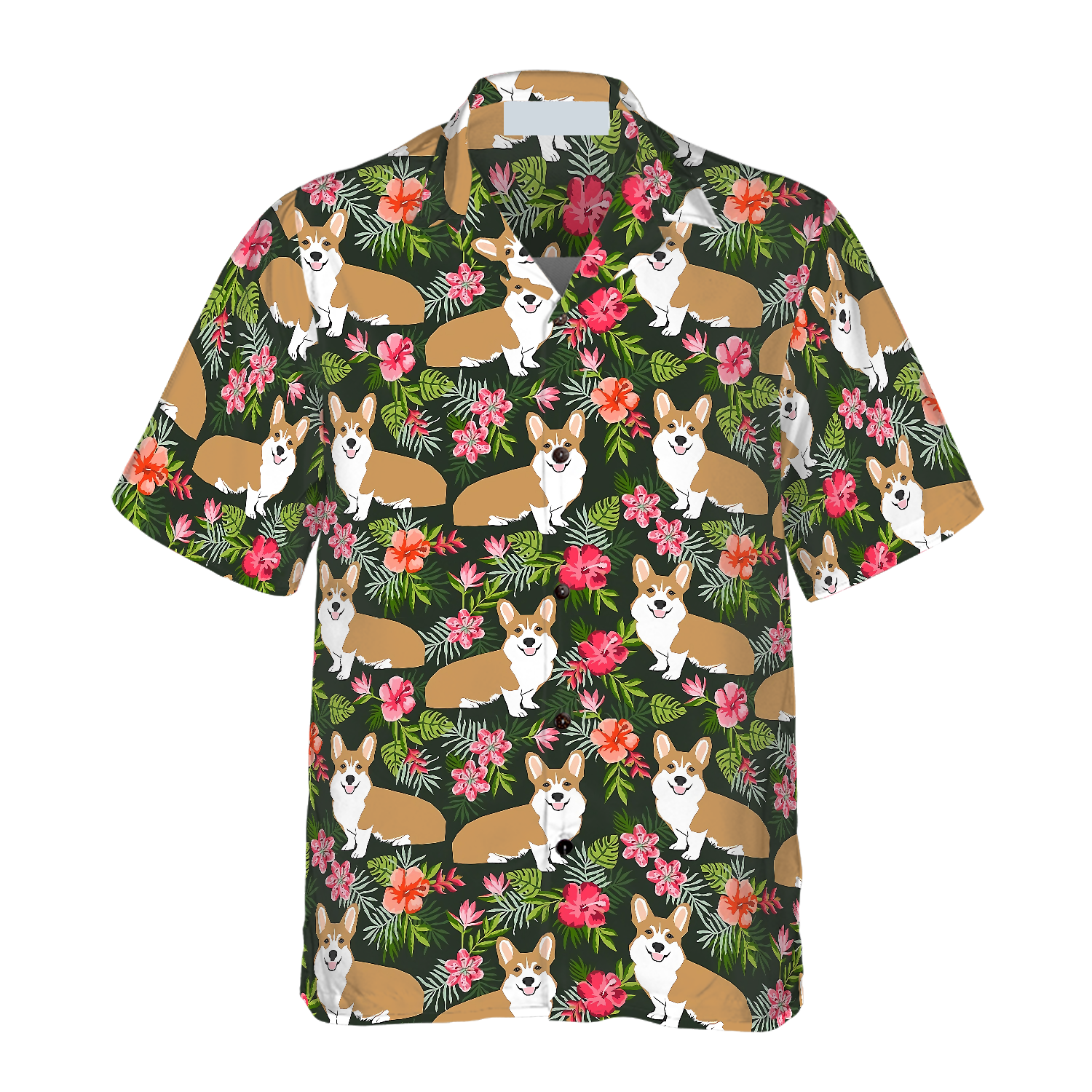 Corgi Tropical Flower Hawaiian Shirt