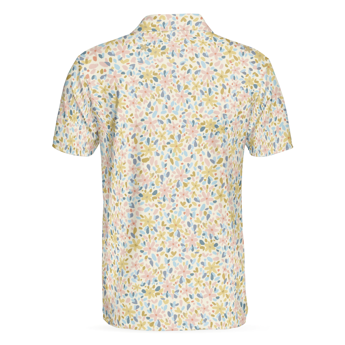 Crayon Flowers Pattern Polo Shirt For Men