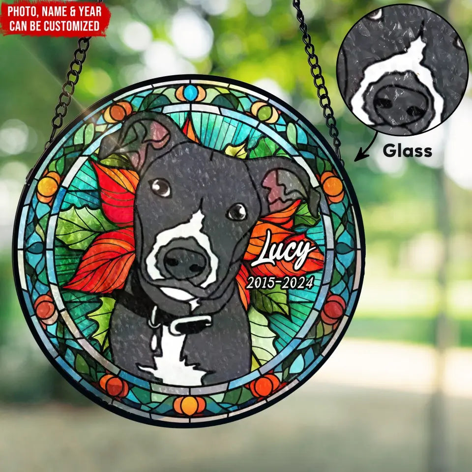 Custom Dog Portrait Picture Christmas Tree - Pet Memorial - Personalized Window Stained Glass DN100