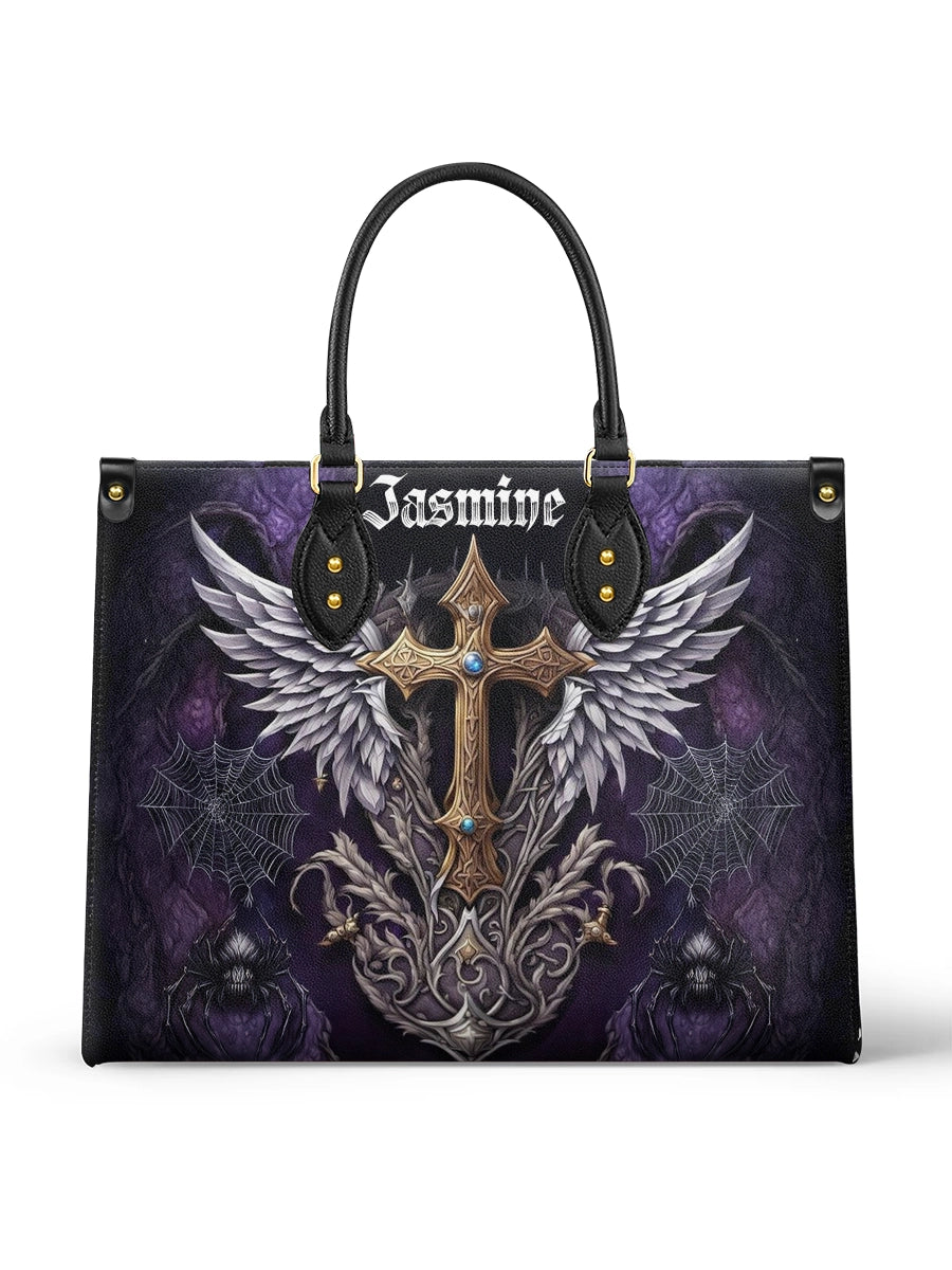 CustomGothicCross_WingsDarkFantasy PersonalizedLeatherHandbag_1