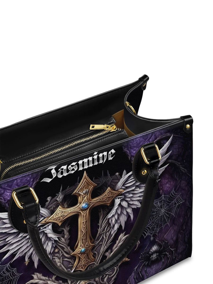 CustomGothicCross_WingsDarkFantasy PersonalizedLeatherHandbag_3