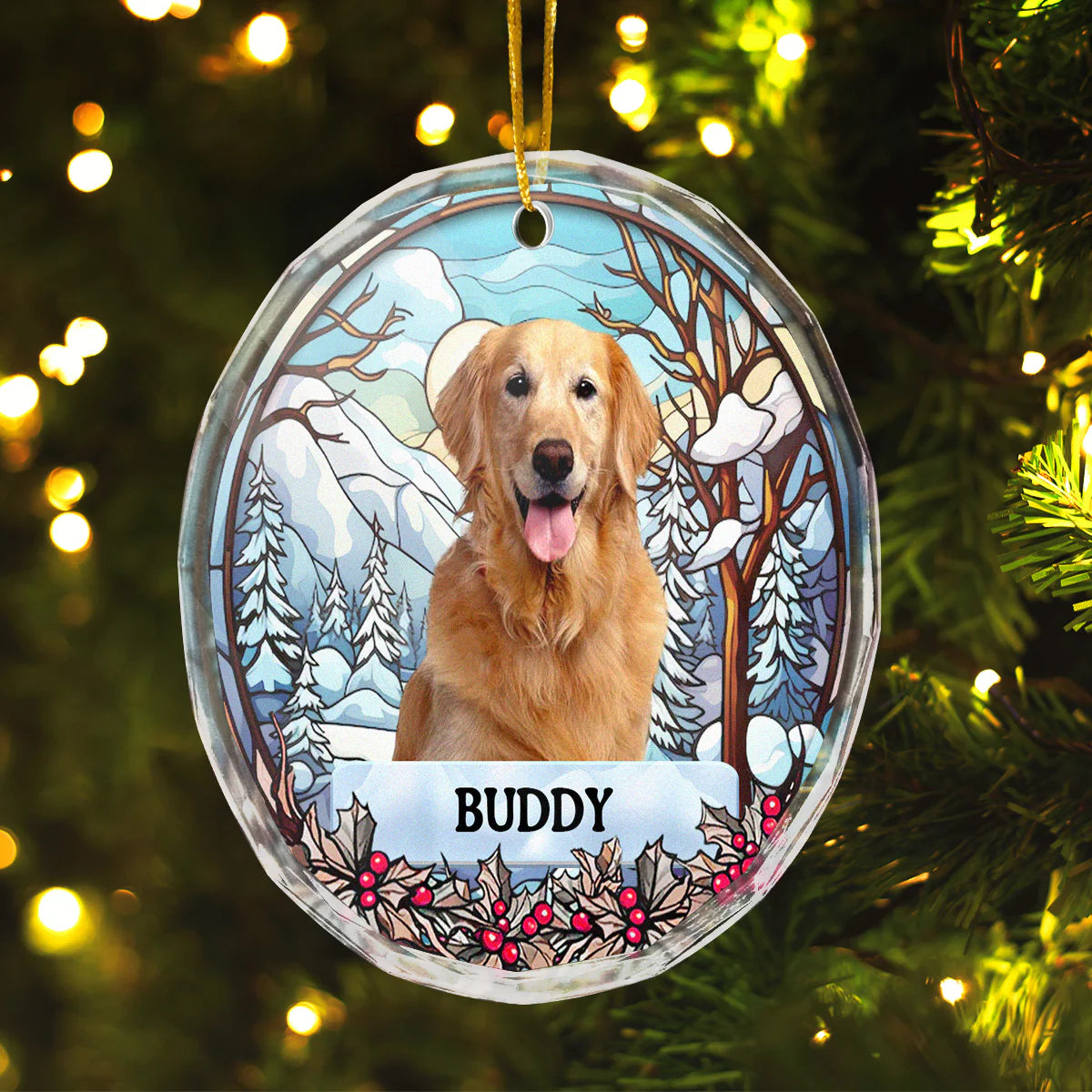 Custom Pet Photo - Pet Memorial - Personalized Glass Ornament DN100