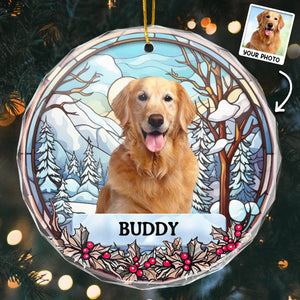 Custom Pet Photo - Pet Memorial - Personalized Glass Ornament DN100