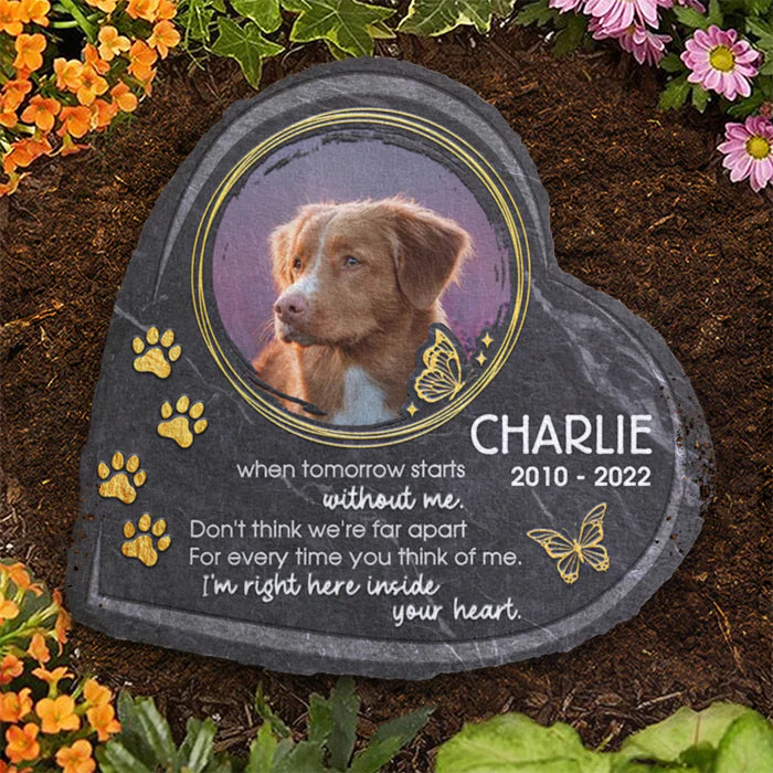 Custom Photo Don't Think We're Far Apart - Pet Memorial - Personalized Stone DN100