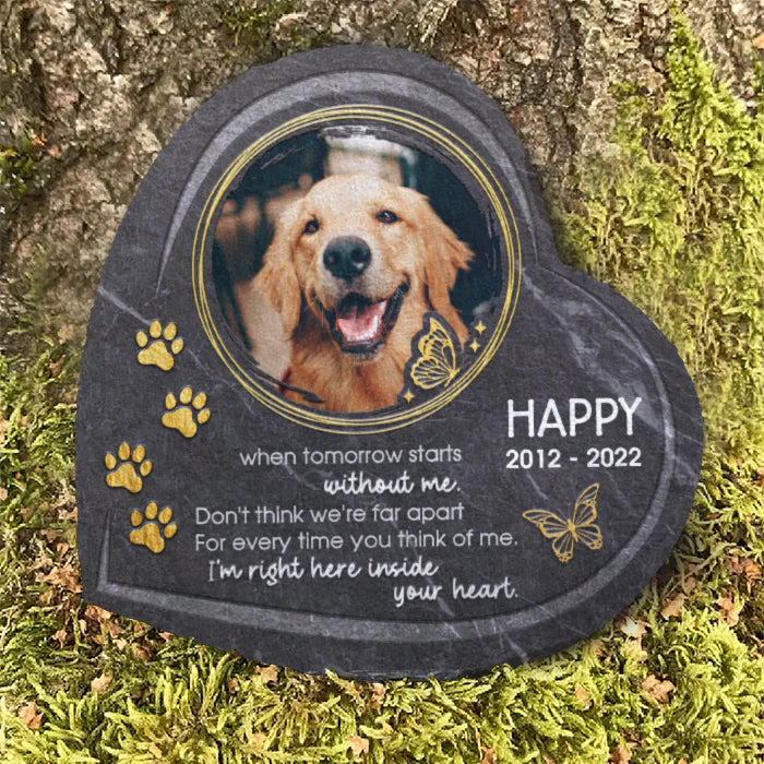 Custom Photo Don't Think We're Far Apart - Pet Memorial - Personalized Stone DN100