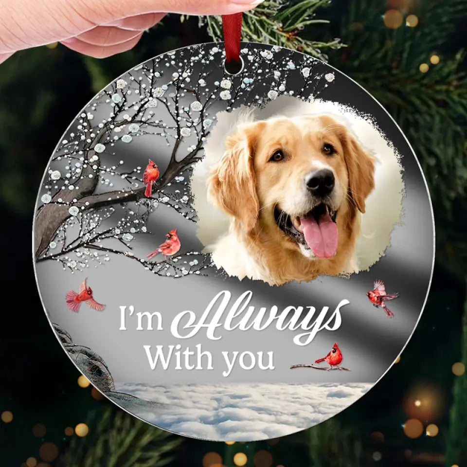 Custom Photo Forever In My Heart - Pet Memorial Personalized Custom Acrylic Ornament DN100