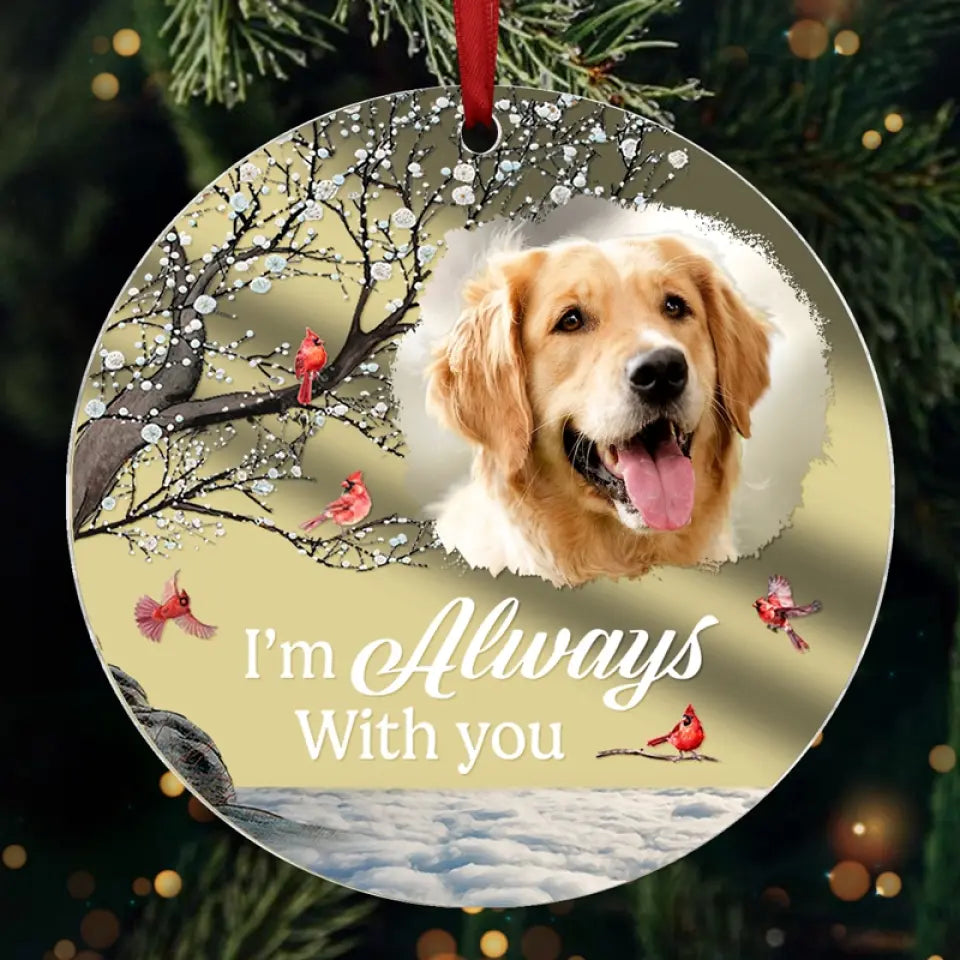 Custom Photo Forever In My Heart - Pet Memorial Personalized Custom Acrylic Ornament DN100