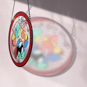 Custom Photo Forever In Our Hearts - Pet Memorial - Personalized Window Stained Glass, Hanging Suncatcher DN100