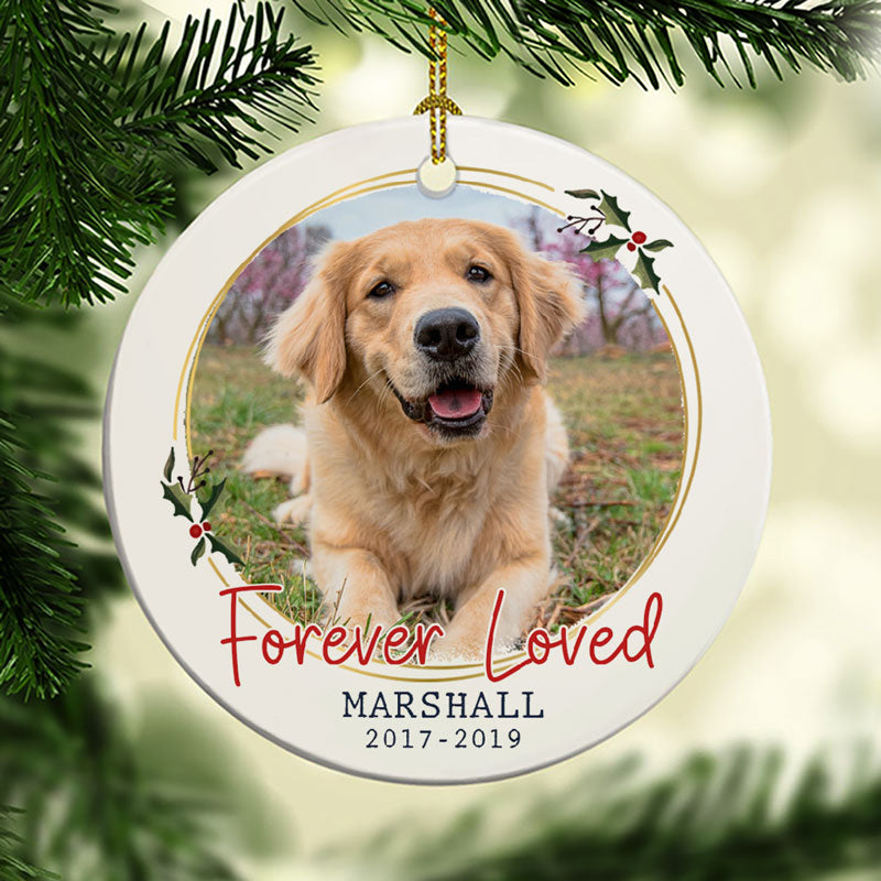 Custom Photo Forever Loved - Pet Memorial - Personalized Ceramic Ornament DN100