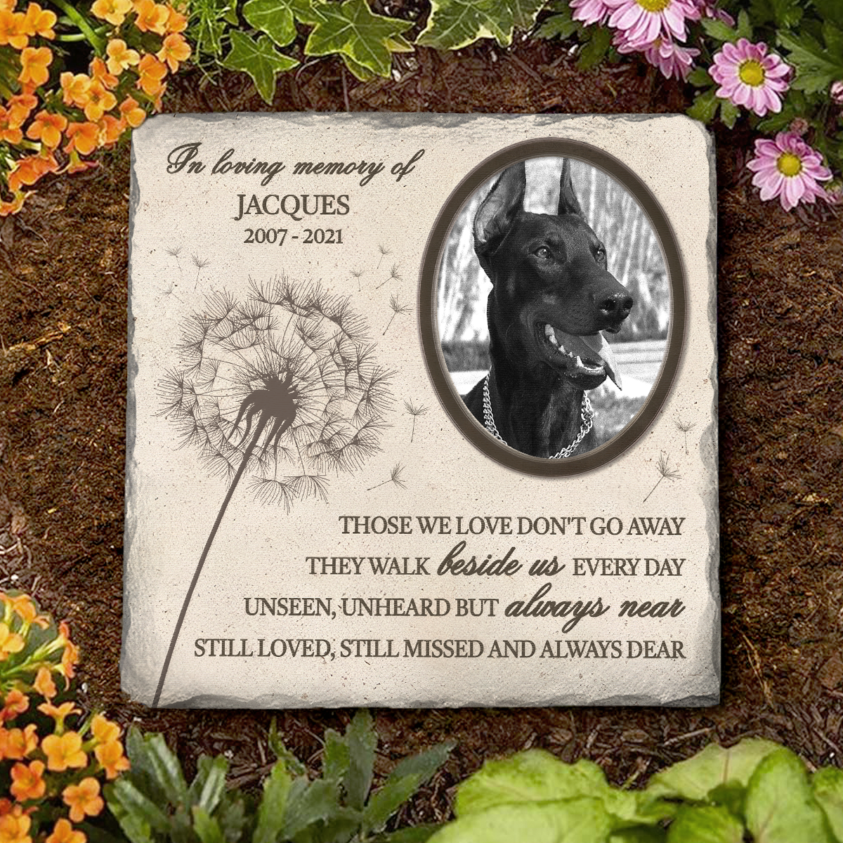 Custom Photo In Loving Memorial - Pet Memorial - Personalized Garden Stone DN100