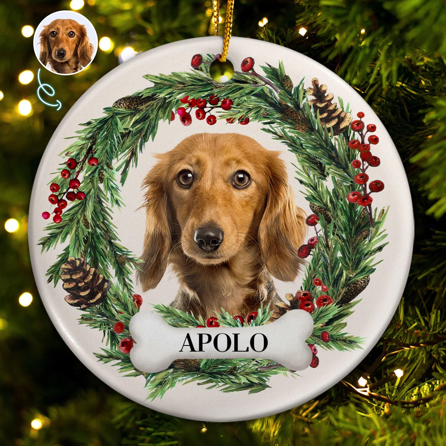 Custom Photo Lovely Pet Face - Pet Memorial - Personalized Ceramic Ornament DN100