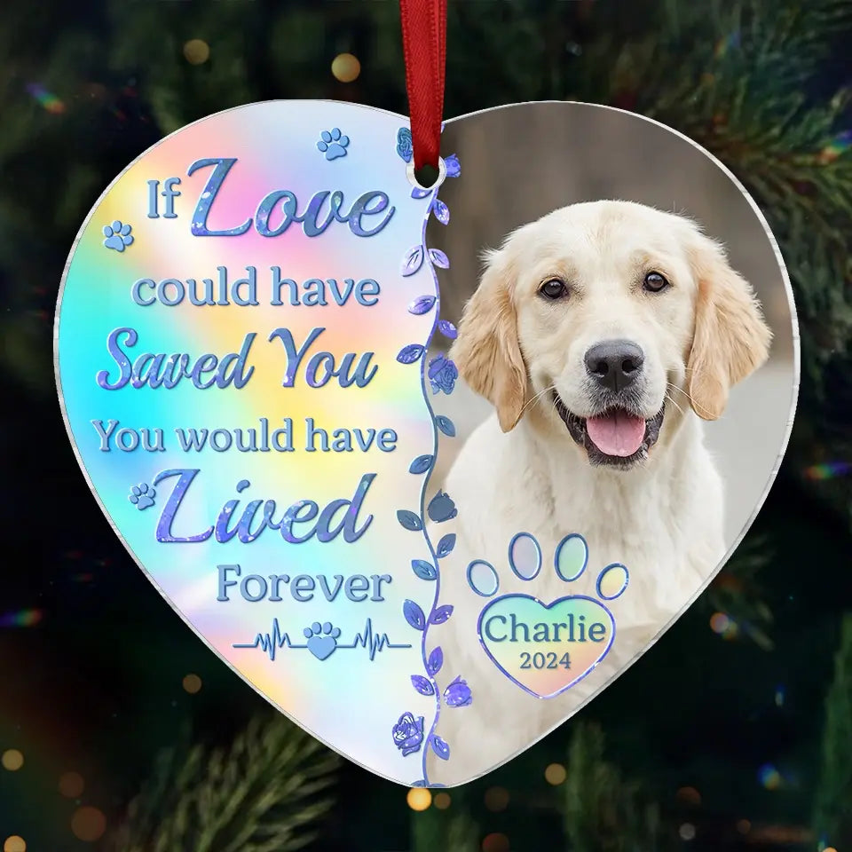 Custom Photo No Longer By My Side, But Forever In My Heart - Pet Memorial - Personalized Acrylic Hologram Ornament DN100