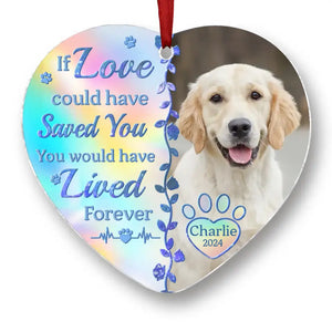 Custom Photo No Longer By My Side, But Forever In My Heart - Pet Memorial - Personalized Acrylic Hologram Ornament DN100