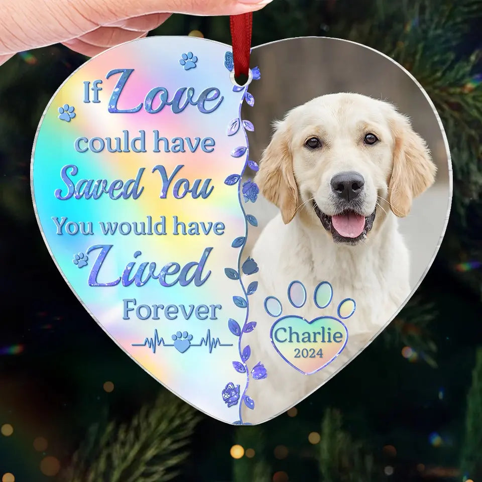 Custom Photo No Longer By My Side, But Forever In My Heart - Pet Memorial - Personalized Acrylic Hologram Ornament DN100