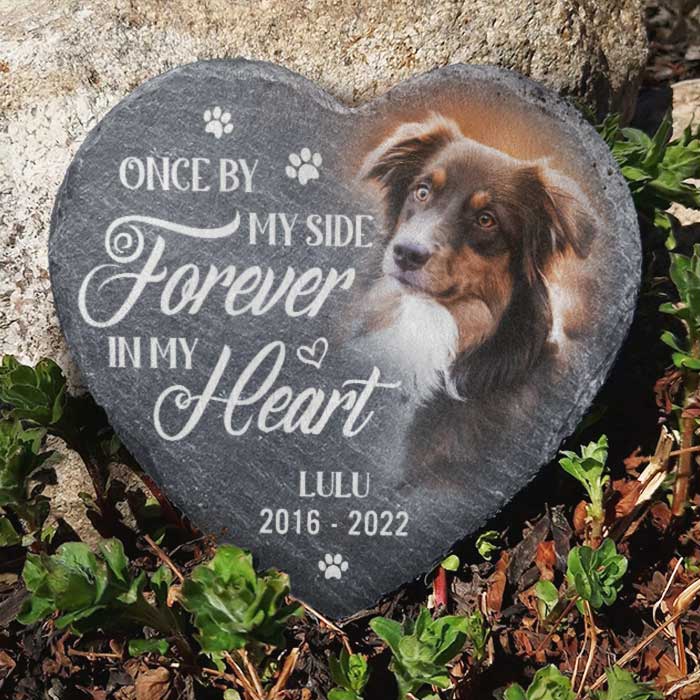 Custom Photo Once By My Side Forever In My Heart - Pet Memorial - Pesonalized Stone DN100