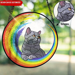 Custom Photo Rainbow Pet Portrait Suncatcher - Pet Memorial - Personalized Stained Glass Suncatcher Hanging DN100