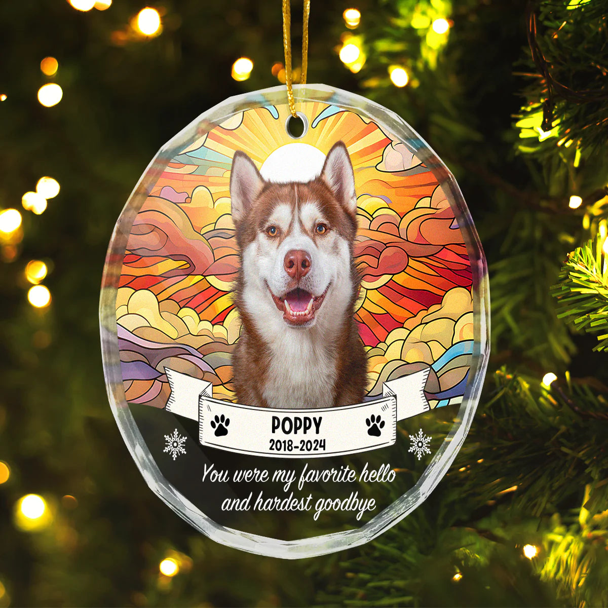 Custom Photo You Were My Favorite Hello And Hardest Goodbye - Pet Memorial - Personalized Glass Ornament DN100