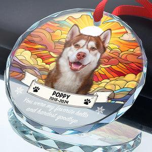 Custom Photo You Were My Favorite Hello And Hardest Goodbye - Pet Memorial - Personalized Glass Ornament DN100