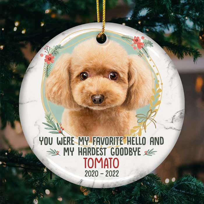 Custom Photo You Were My Favorite Hello And My Hardest Goodbye - Pet Memorial - Ceramic Ornament DN100