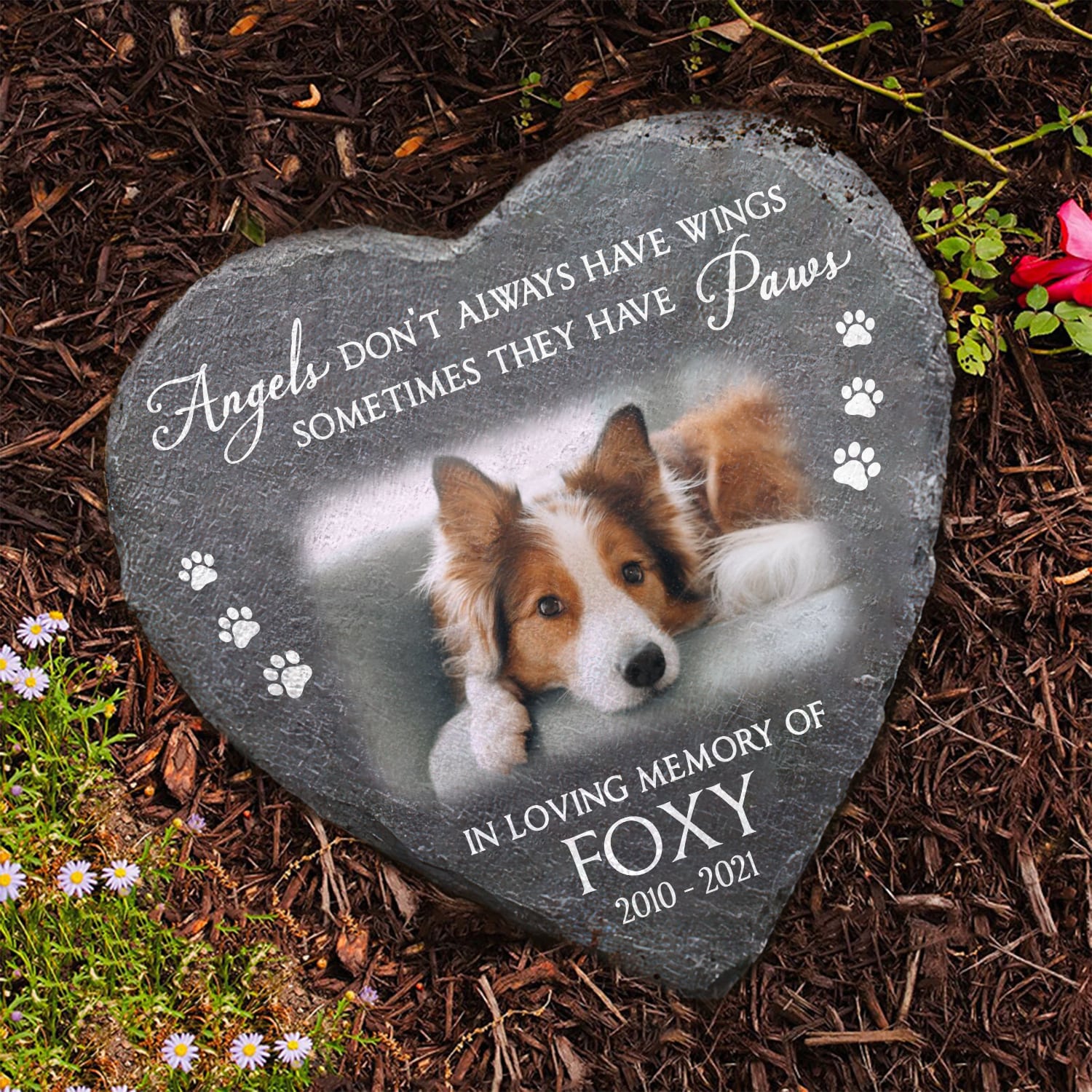 Custome Photo Angels Don't Always Have Wings Sometimes They Have Paws - Pet Memorial - Personalized Stone DN100