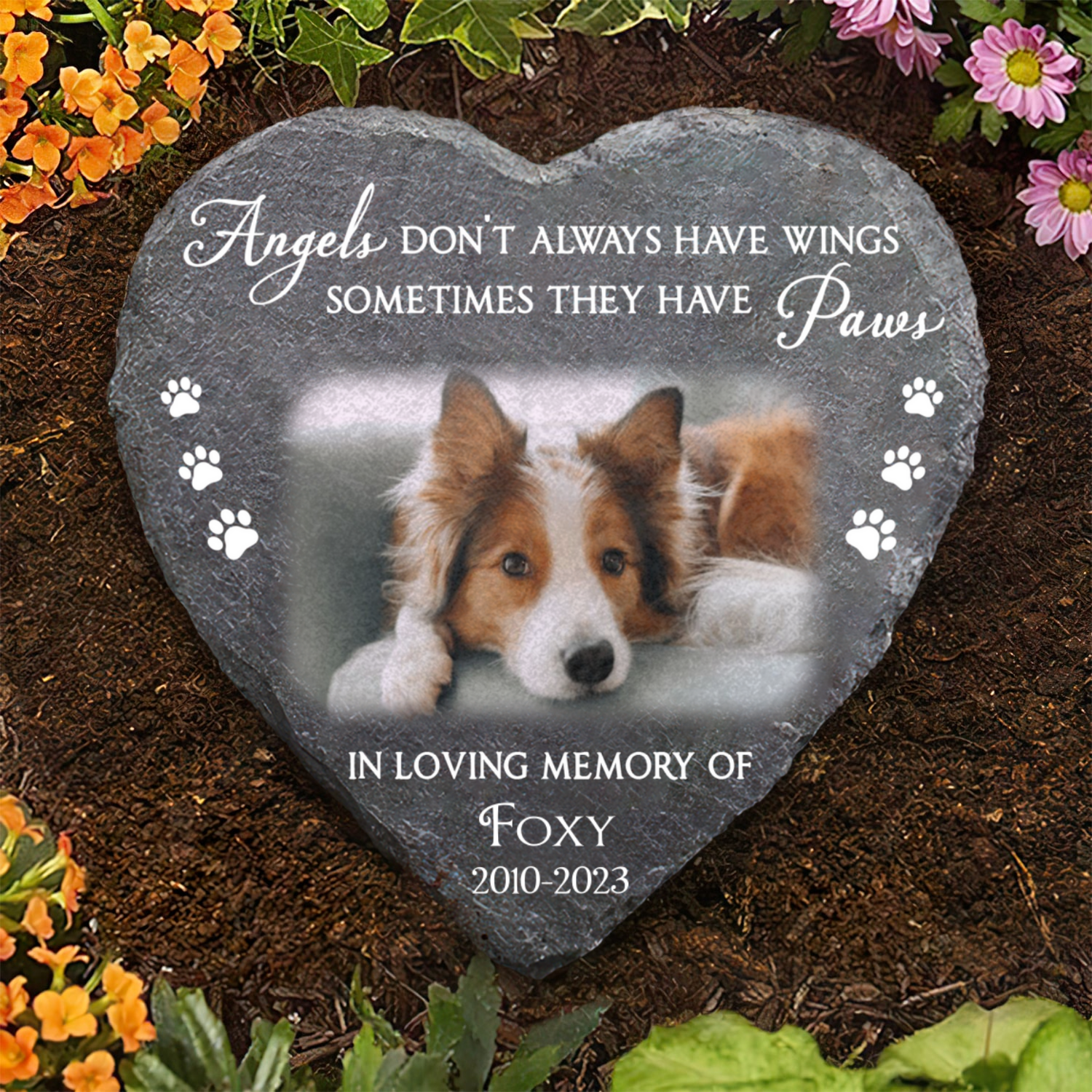 Custome Photo Angels Don't Always Have Wings Sometimes They Have Paws - Pet Memorial - Personalized Stone DN100