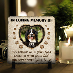 Custome Photo Heart And Paws - Pet Memorial - Personalized Stone DN100